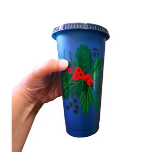 Starbucks Reusable cup Blue Holly design 2021